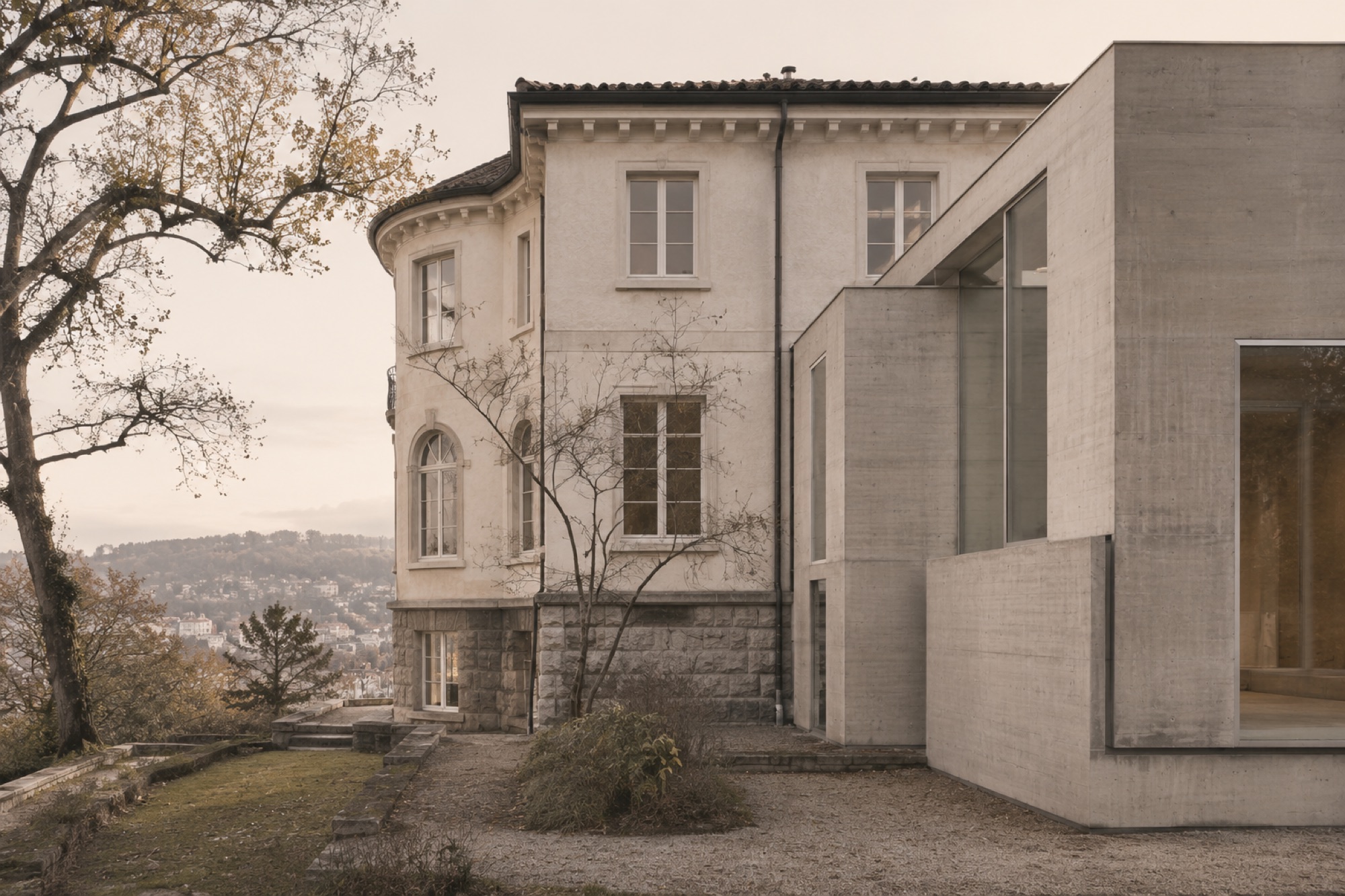 Villa Bopser, Stuttgart-Süd — Sichtbeton, Putz