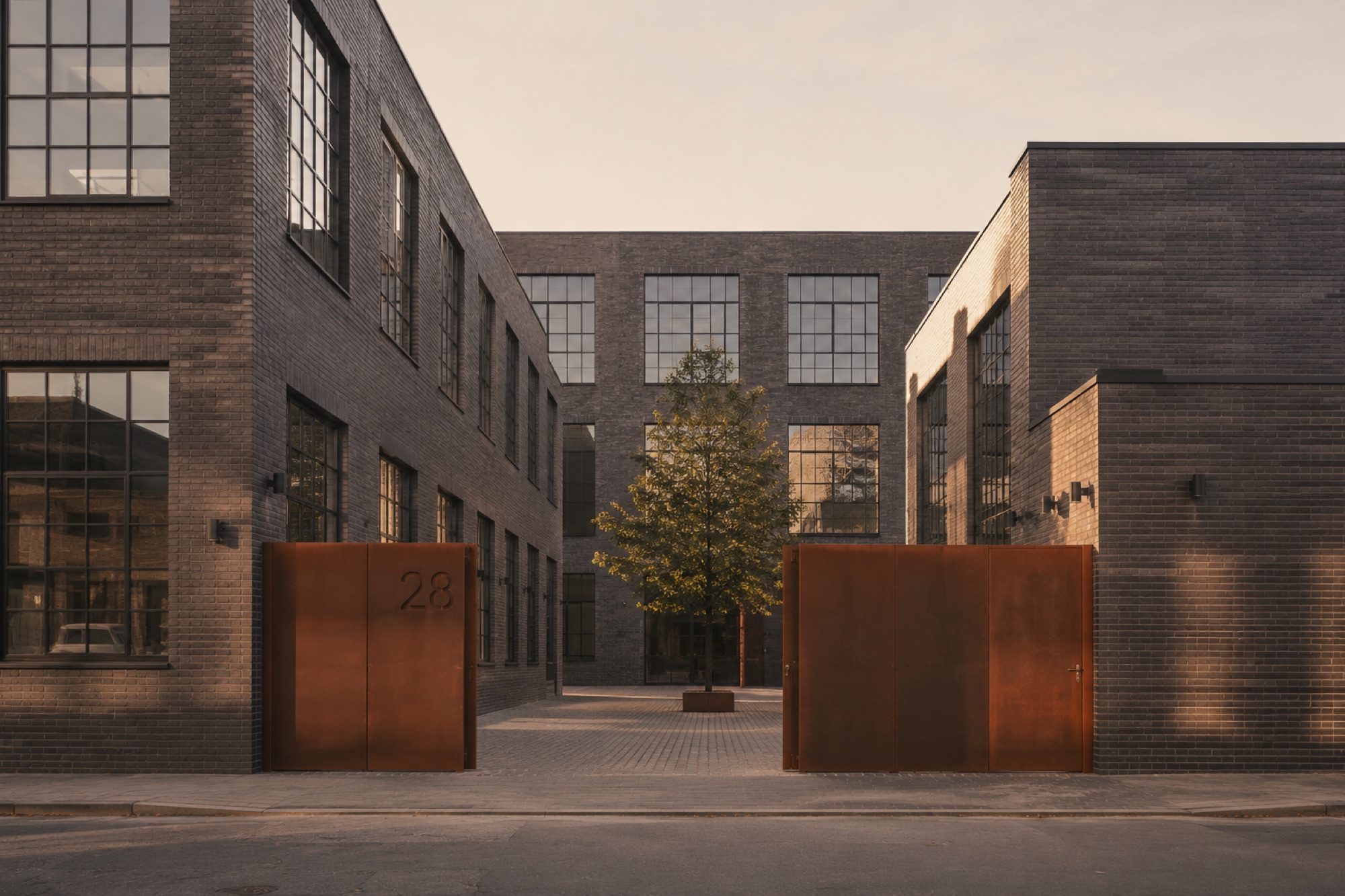 Gewerbehof West, Feuerbach — Stahl, Klinker
