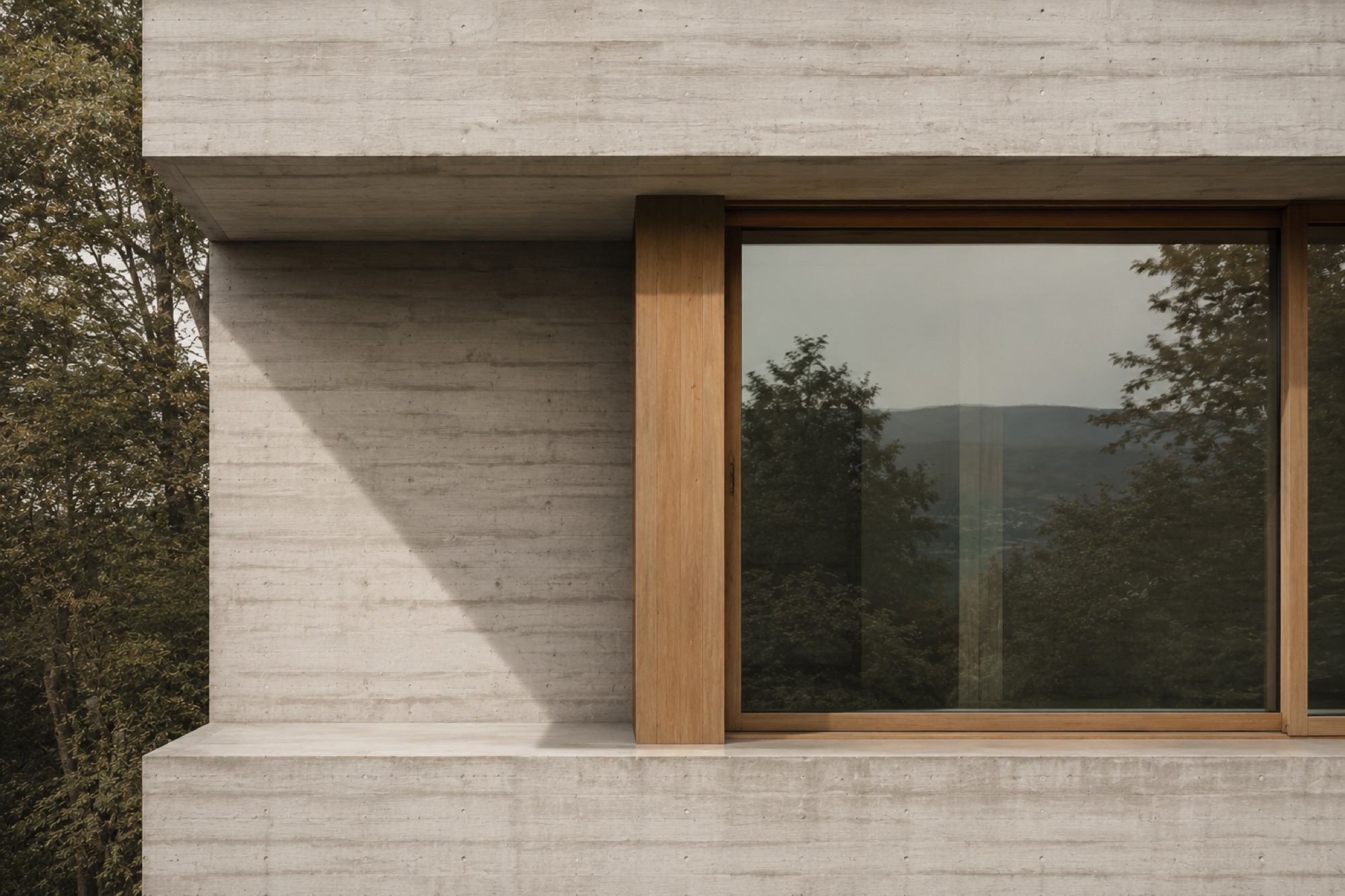 Haus am Hang, Stuttgart-Killesberg — Sichtbeton, Eiche
